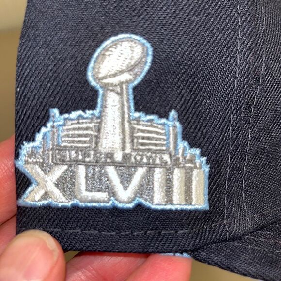 NEW ERA SEATTLE SEAHAWKS BLUE SUPERBOWL XLVIII 48 59FIFTY FITTED HAT CAP 7 1/8 - Picture 2 of 7